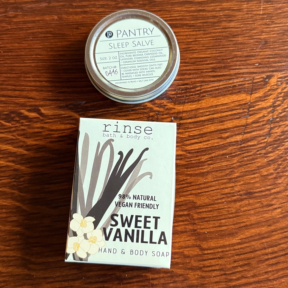 Sleep salve and vanilla soap